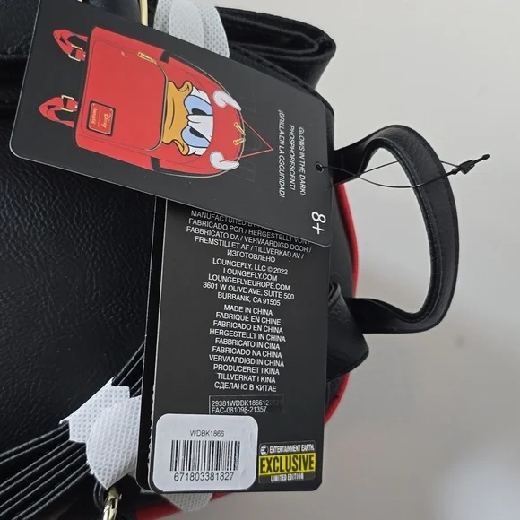 Loungefly Disney Devil Donald Duck Mini Backpack Exclusive Glows Nwt - Picture 11 of 11